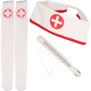 Sexy zuster/verpleegster verkleed set - 3-delig - carnaval accessoires