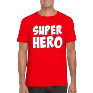 Super hero tekst t-shirt rood heren