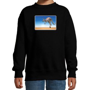 Dieren sweater / trui met kangoeroes foto zwart voor kinderen