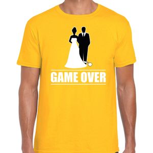 Vrijgezellen feest t-shirt voor heren - Game Over - geel - bachelor party/bruiloft