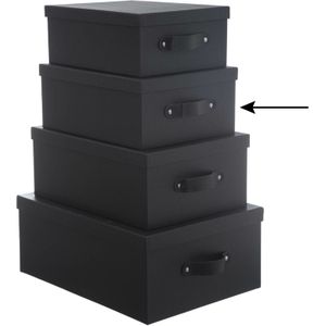 5Five Opbergdoos/box - 2x - zwart - L30 x B24 x H12 cm - Stevig karton - Industrialbox