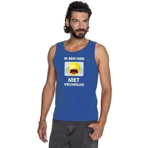 Ik ben hier niet vrijwillig tanktop/ mouwloos shirt blauw heren