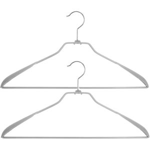 Set van 6x stuks kunststof kledinghangers grijs 43 x 23 cm - Kledingkast hangers/kleerhangers voor jassen