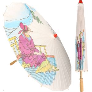 Set van 2x stuks houten Japanse decoratie paraplu 85 cm diameter