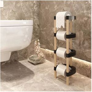 Beckenbau - Wc Rolhouder - Wc rolhouder staand - Klik systeem - Incl. Afroller - 58 cm - Hout