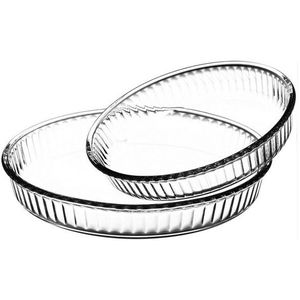 Secret de Gourmet - Ovenschalen set 2x stuks rond - Glas - 26 en 32 cm