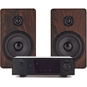 AVCOM Solid State Amplifier with Passive Speakers Walnut