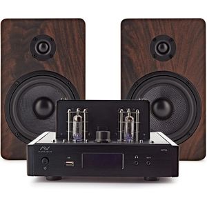 AVCOM Tube Amplifier with Passive Speakers Walnut