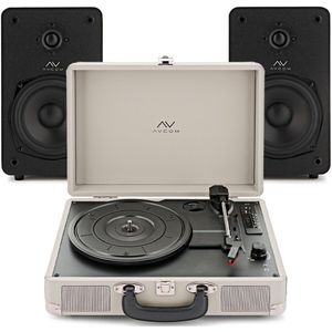 AVCOM Suitcase Turntable with Active Speakers Cream & Black