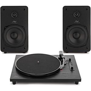 AVCOM Contemporary Turntable and Active Speaker System Black