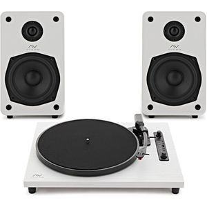 AVCOM Contemporary Turntable and Active Speaker System White
