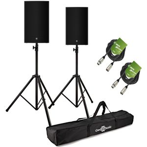 Yamaha DZR15 15 Active PA Speaker Bundle with Stands and Cables