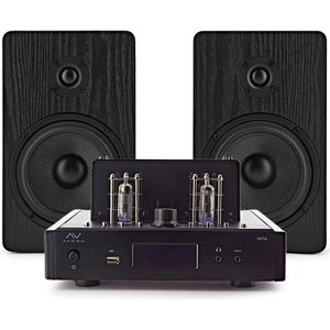 AVCOM Tube Amplifier with Passive Speakers Black