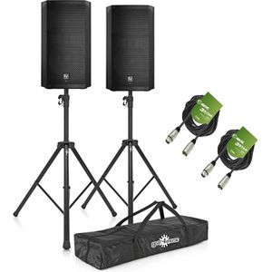 Electro-Voice ELX200-12P 12 Active PA Speaker Bundle with Stands and Cables