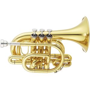 Messing Mini Pocket Trompet Bb Plat Met Mondstuk Handschoenen Reinigingsdoekje Draagtas Koperen studententrompet (Color : Gold
