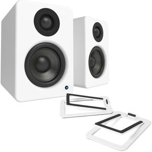Kanto YU2 Powered Desktop Speakers with S2 Tilted Speaker Stands White