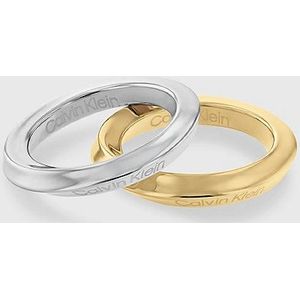 Calvin Klein TWISTED RING-collectie voor dames, set van 2 ringen in roestvrij staal en geelgoud - 35000330B