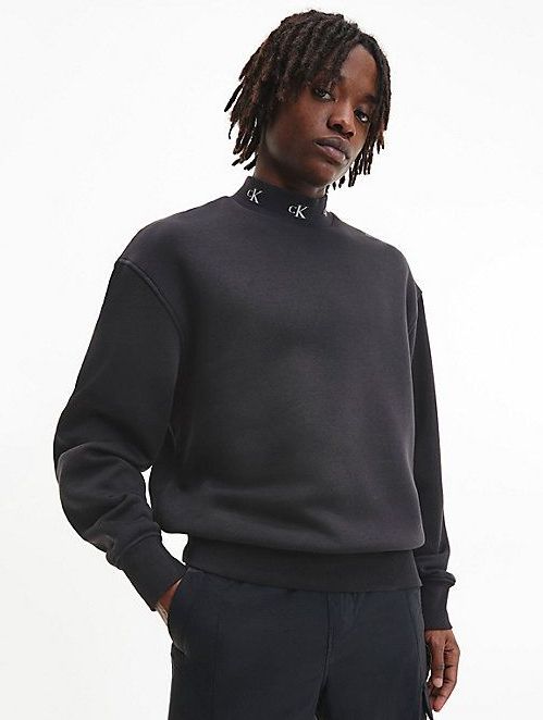 Calvin Klein - Sweatshirt - Fleece Katoenmix - Relaxed Fit - Hooggesloten Hals