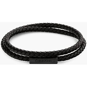Calvin Klein - LATCH Collection - Gevlochten Armband - Zwart Leer - Magnetische Sluiting