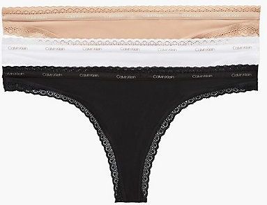 3 Pack Thongs - Bottoms Up - Calvin Klein - Multi - Women - XS