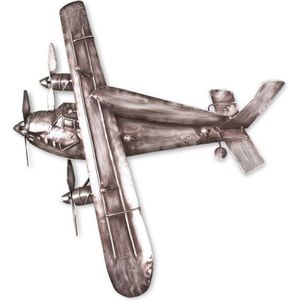 Wandkapstok Blikstaal propeller vliegtuig 67x71x10cm