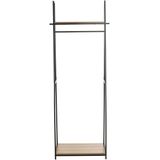 Garderobe | Kapstok | Zwart| Staal | Warm Eiken dekor | 68x166x40cm