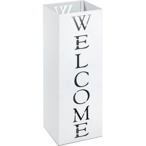 Paraplubak Metaal Wit Welcome 16x48x16cm