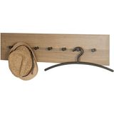 Wand Kapstok | Warm Eiken | Zwart staal | 80x20x5cm