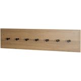 Wand Kapstok | Warm Eiken | Zwart staal | 80x20x5cm