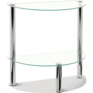 Bijzettafel transparant glas met chroom halfrond