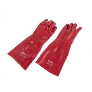 HBM Rode PVC Beschermende Handschoenen, Lange uitvoering Maat L