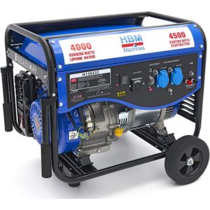 HBM 4300W Generator, Aggregaat Met 389 cc Benzinemotor, 2 x 230 V / 12 V