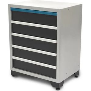 HBM 5 Laden Deluxe Professionele Gereedschapskast voor Werkplaatsinrichting zwart blauw