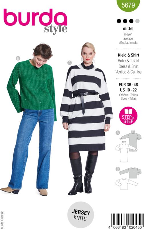 Burda nr. 5679 maat 36-48 Shirt/jurk