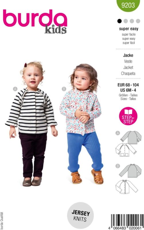 Burda nr. 9203 maat 68-104 Jasje