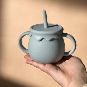 Gloop! 3 In 1 Siliconen Oefenbeker Dusty Blue