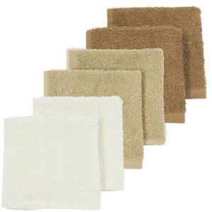 Meyco Baby Uni monddoekjes - 6-pack - badstof - offwhite/sand/toffee - 30x30cm