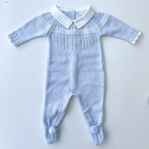 A&J Gebreid Babypakje Met Kraagje Hemelsblauw