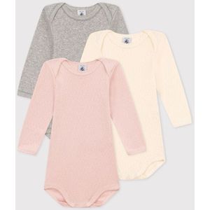 Petit Bateau | Set Van 3 Effen Katoenen Body’s Met Lange Mouwen - 3 maanden