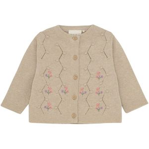 Minymo Gebreid Vestje Met Borduursel - Bloemen - Maat 92