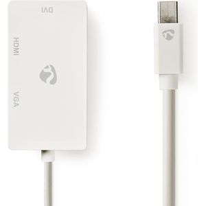 Mini-DisplayPort multi-adapterkabel | Mini-DisplayPort male - VGA female + DVI-D 24+1-pins female + HDMI-uitgang | 0,2 m | Wit