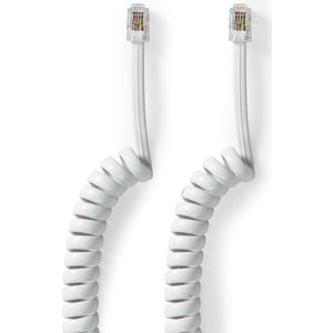 Telecomkabel | RJ10 Male | RJ10 Male | 2.00 m | Kabel design: Gekruld | Kabeltype: RJ10 | Wit