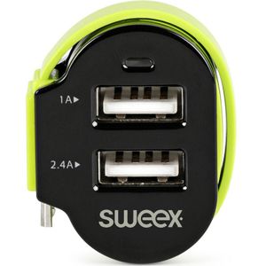 Autolader 3-Uitgangen 6 A 2x USB / Micro-USB Zwart/Groen