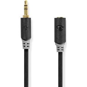Stereo audiokabel | 3,5 mm male - 3,5 mm female | 5,0 m | Antraciet