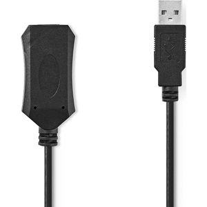 Actieve USB-Kabel | USB 2.0 | USB-A Male | USB-A Female | 480 Mbps | 20.0 m | Rond | Vernikkeld | PVC | Koper