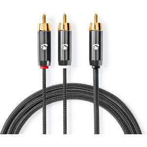 Subwoofer Cable | RCA Male - 2x RCA Male | 3,0 m | Gun Metal Grey Gevlochten