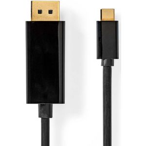 USB-C Adapter | USB 3.2 Gen 1 | USB-C Male | DisplayPort Male | 4K@60Hz | 2.00 m | Rond | Verguld | PVC | Zwart