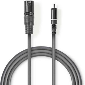 XLR-Audiokabel | XLR 3-pins male - RCA male | 3,0 m | Grijs
