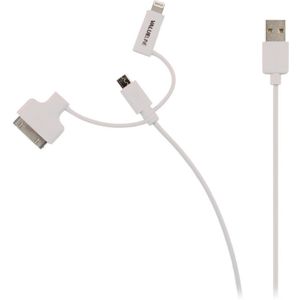 3-in-1 Data en Oplaadkabel USB A Male - Micro-B Male 1.00 m Wit