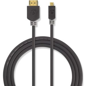 High Speed HDMI-kabel met Ethernet | HDMI-connector - HDMI-micro-connector | 2,0 m | Antraciet